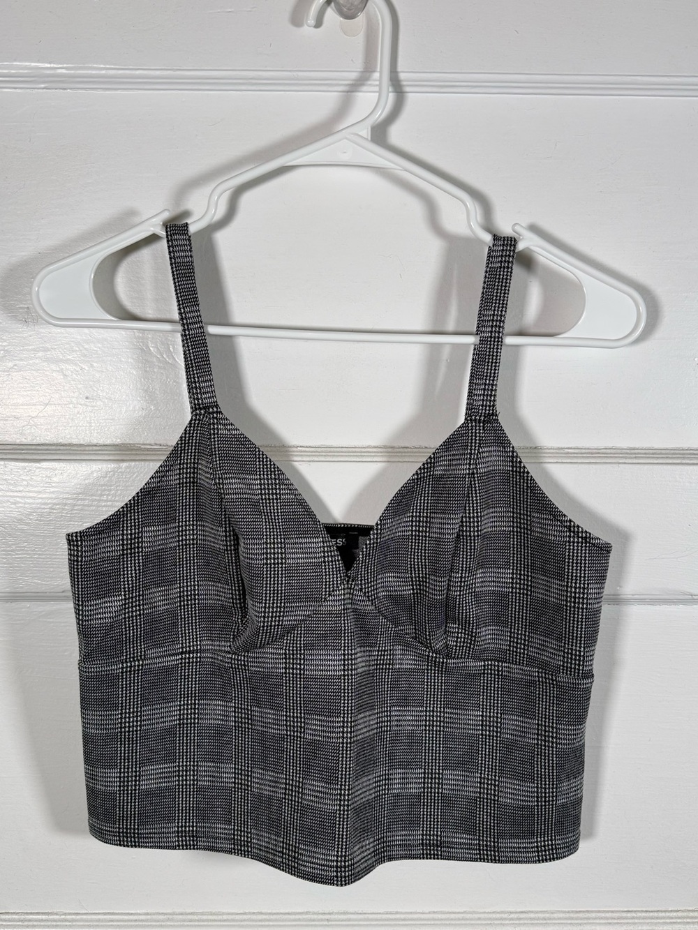 Express Black and Gray Plaid Cropped Cami